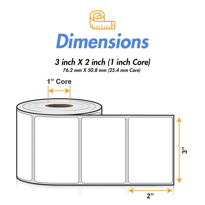 OfficeSmartLabels â€“ 3" x 2" Removable Direct Thermal Labels - Compatible with Rollo & Zebra Desktop Printers and More â€“ 1â€ Core; Perforated, Water & Oil Resistant (4 Rolls, 3000 Labels) - Image 4